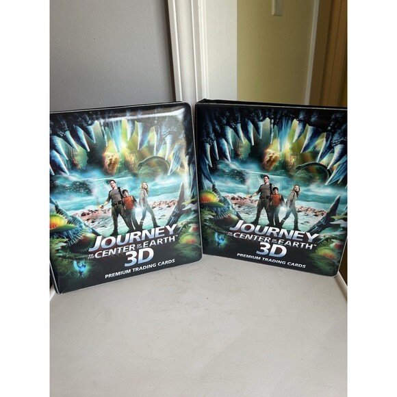 Set of 2 Journey to the Center of the Earth 3D Trading Cards 2 binders & 1 glass